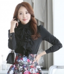 Kemeja Chiffon Korea Import BL3084 Black