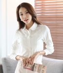 Kemeja Chiffon Import Korea BL3087 White