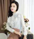 Kemeja Flounced Korea BL3098 White