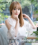 Korea Cute Sabrina Blouse Import BL3136 White