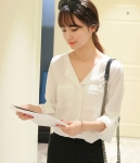 Kemeja Casual Chiffon Import BL3144 White