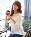 High Quality Casual Blouse Import BL3148 White