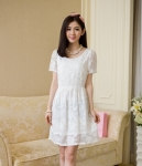 Jacquard Dress DS3762 White