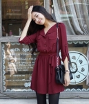 Dress DS3907 Burgundy