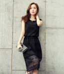 Premium Korea Long Dress DS4122 Black