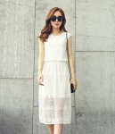 Premium Korea Long Dress DS4124 White