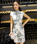 Jacquard Cheongsam Import DS4214 White