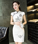 Jacquard Cheongsam Import DS4215 White