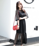 Premium Hollow Long Dress Import DS4281 Black