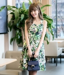 Floral Cotton Sling Dress Import DS4286 Green