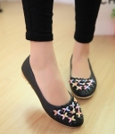 Black Korean Flat Shoes Import