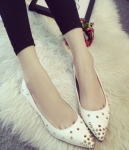 White Korean Pointed Flat Shoes