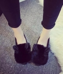 Black Rabbit Ears Korea Flat Shoes