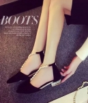 Black Korea Beaded Fashion Shoes