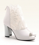 White Lace Heel Boots Moolecole Original