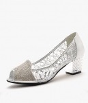 Silver Mid Heel Lace Shoe Moolecole Original