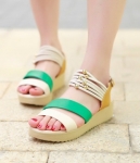 Green Bohemian Beaded Flat Wedges