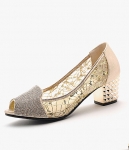 Golden Mid Heel Lace Shoe Moolecole Original