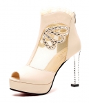 White Lace High Heel Shoe Moolecole Original