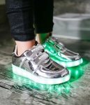 Silver Colorful Velcro LED Shoes - Kids