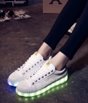 White Casual Colorful LED Shoes - Female