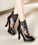 Black High Heel Lace Shoes Moolecole