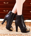 Black Ankle High Heel Boots Moolecole