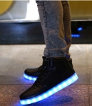 Black High Strap LED Shoes - Unisex Adult