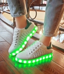 Green Hollow Breathable LED Shoes - Female