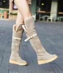 Beige Flat Cotton Boots Import