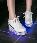 White Thick Bottom Muffin LED shoes - Female