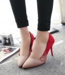 Red Korean High Heel Shoes Import