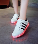 Black Chrome Three Stripe Led Shoes - Female