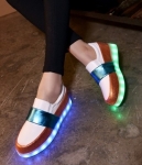 White & Blue Luminous LED Shoes - Female