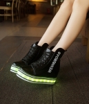 Black High Top Trendy LED Boots - Female