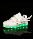 White Velcro Wing LED Shoes - Kids