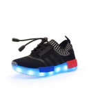 Black Casual Easy Strap LED Sport Shoes - Kids