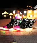 Black Rainbow Angel Wing LED Boots - Kids