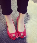 Red Korean Flat Shoes Import