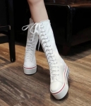 White Korean Style Canvas Boots