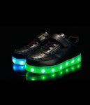 Black Strap Colorful LED Shoes - Kids