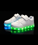 White Strap Colorful LED Shoes - Kids