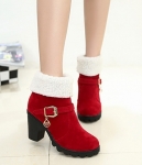 Red Suede Mid Heel Martin Boots Import