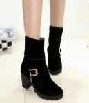 Black Suede Mid Heel Martin Boots Import