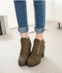 Green Suede Mid Heel Boots Import