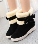 Black Suede Flat Sole Boots Import