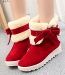 Red Suede Flat Sole Boots Import