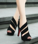 Black High Heel Roman Party Shoes