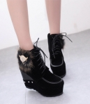 Black Wedges High Heel Boots Import