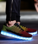 Black & Red Casual Sport Led Shoes - Male